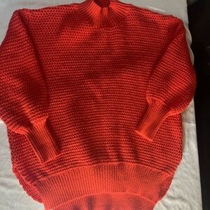 Cozy Red/coral colored Knit Sweater woman’s size xxxl longer in back